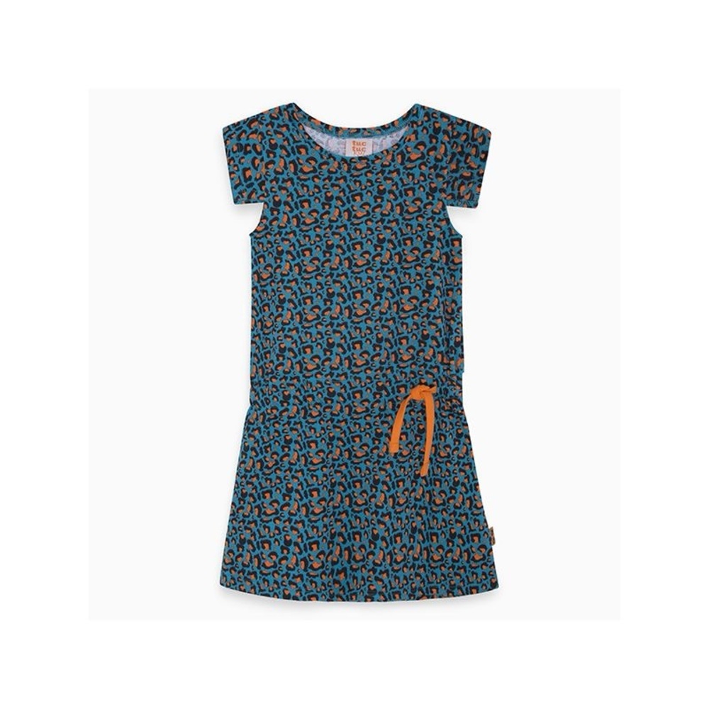 Blue Sheath Dress with Crew Neck and Short Sleeves